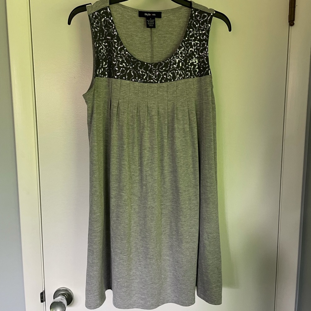 Navy & Gray Sequin Tunic Dress